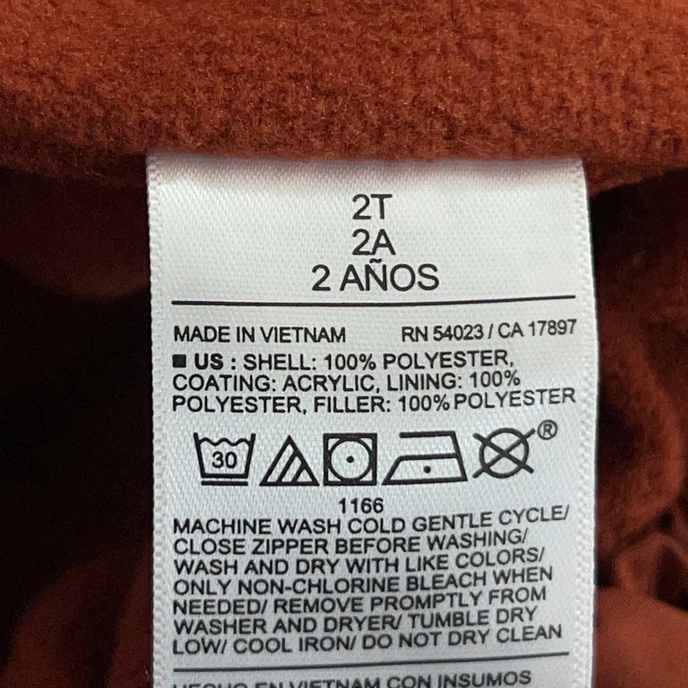 Old Navy Toddler 2T Rust Orange Water-Resistant Hooded Puffer Jacket New